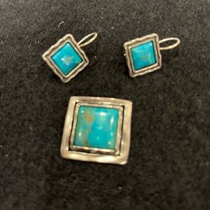 Turquoise pendant with matching earrings by Silpada